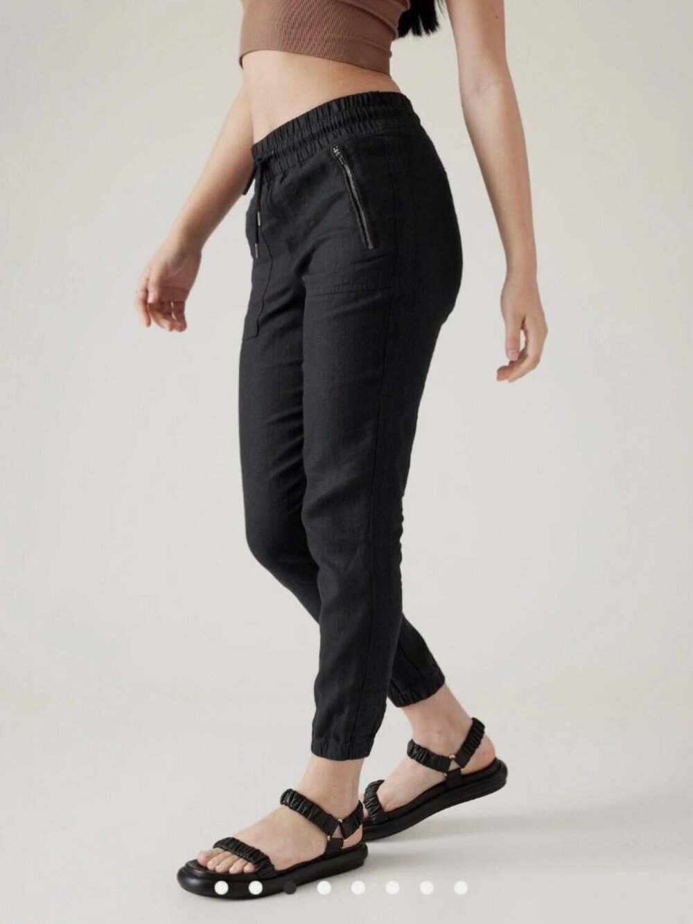 ATHLETA Cabo Linen Joggers Jogger Pants Black Size 8